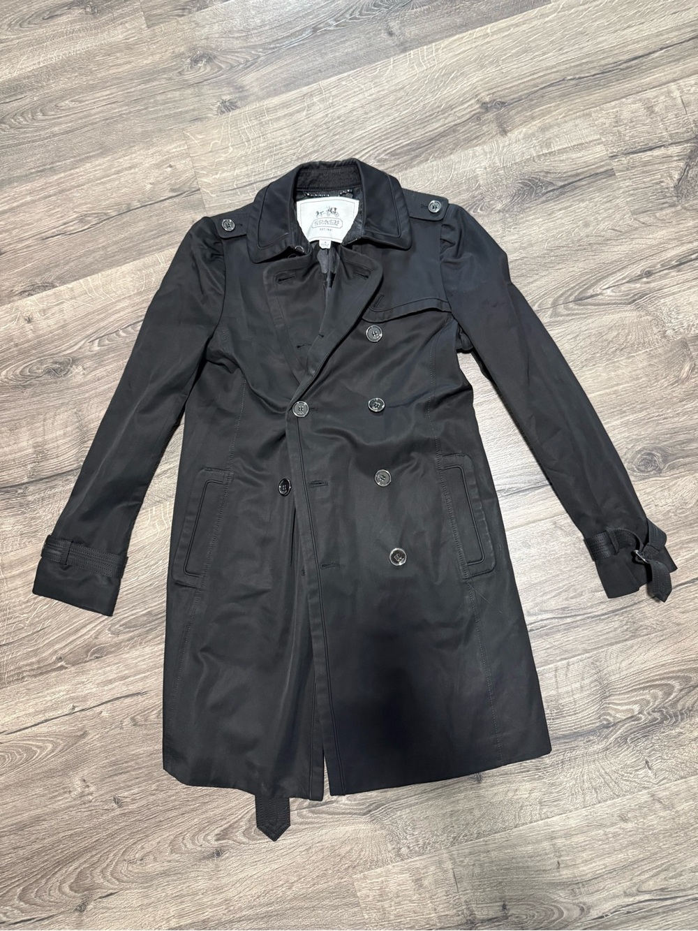 Coach Women’s Black Double-Breasted Trench Coat